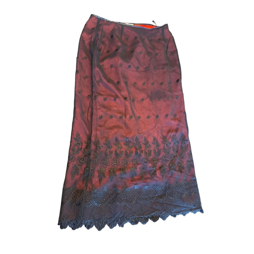 Leilei Womens Red Black Floral Lace Overlay Skirt Size 12‎ Dark Fairy Whimsygoth